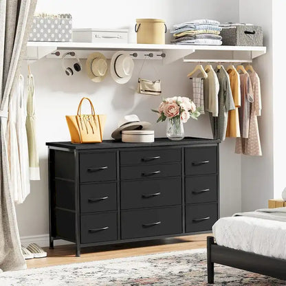 Commode de chambre à coucher avec 10 grands tiroirs pour meuble TV de 55 pouces de long - 55 pouces
