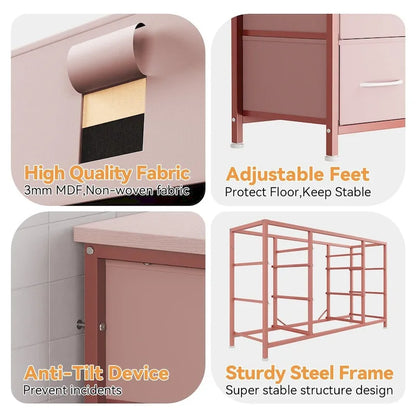 Commode de chambre à coucher avec 10 grands tiroirs pour meuble TV de 55 pouces de long - 55 pouces