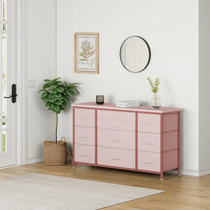 Commode de chambre à coucher avec 10 grands tiroirs pour meuble TV de 55 pouces de long - 55 pouces