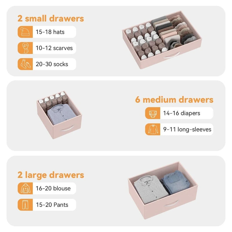 Commode de chambre à coucher avec 10 grands tiroirs pour meuble TV de 55 pouces de long - 55 pouces