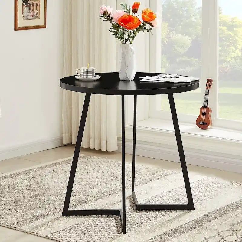 Table de salle à manger ronde Javlergo 31,5 cm, table de détente moderne avec pieds en métal