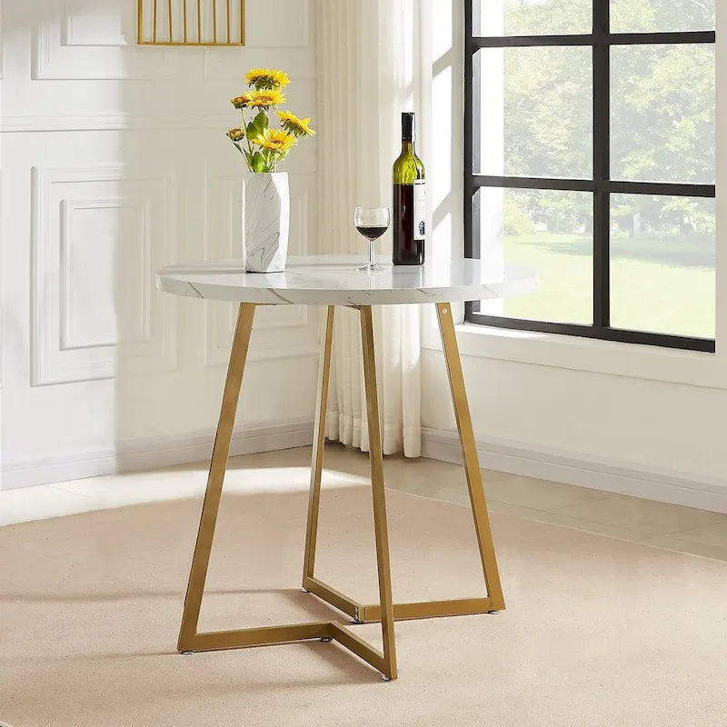 Table de salle à manger ronde Javlergo 31,5 cm, table de détente moderne avec pieds en métal