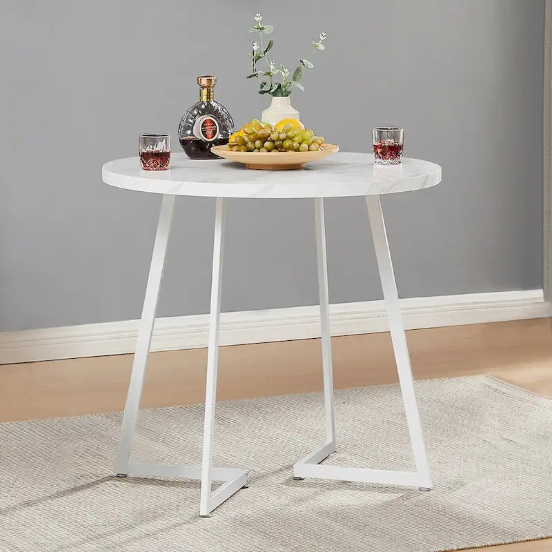 Table de salle à manger ronde Javlergo 31,5 cm, table de détente moderne avec pieds en métal