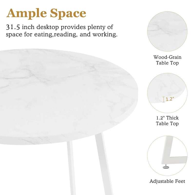 Table de salle à manger ronde Javlergo 31,5 cm, table de détente moderne avec pieds en métal
