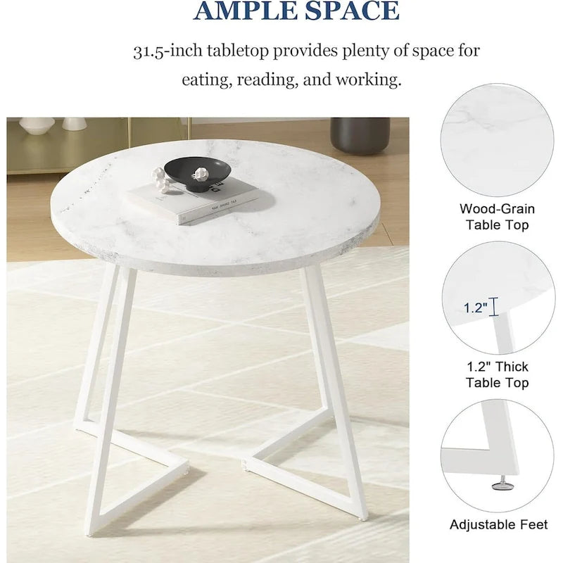 Table de salle à manger ronde Javlergo 31,5 cm, table de détente moderne avec pieds en métal