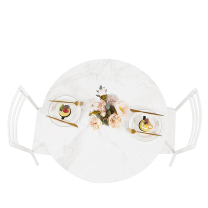 Table de salle à manger ronde Javlergo 31,5 cm, table de détente moderne avec pieds en métal