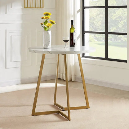 Table de salle à manger ronde Javlergo 31,5 cm, table de détente moderne avec pieds en métal