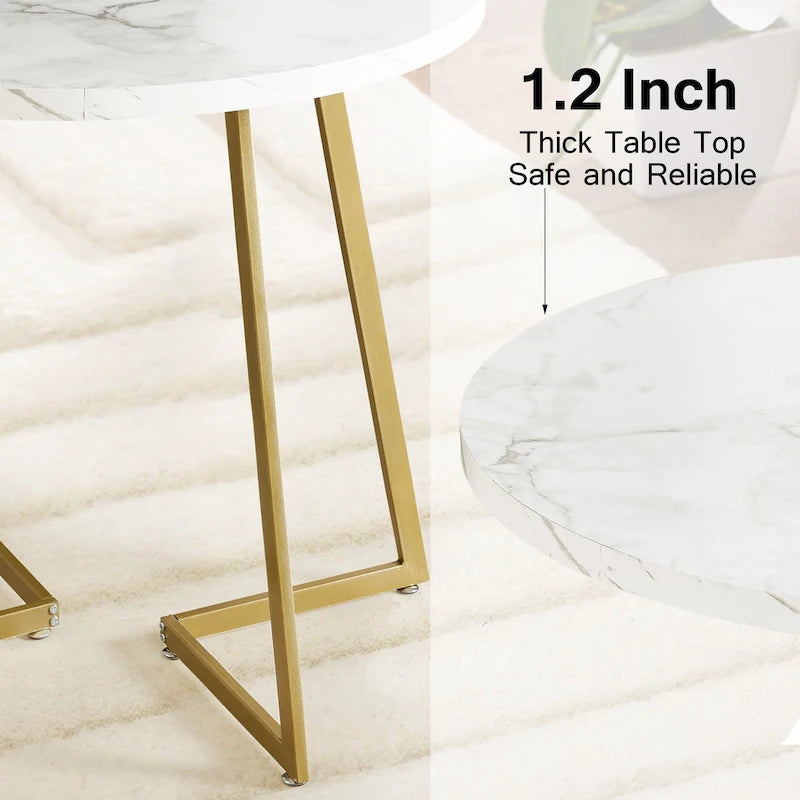 Table de salle à manger ronde Javlergo 31,5 cm, table de détente moderne avec pieds en métal