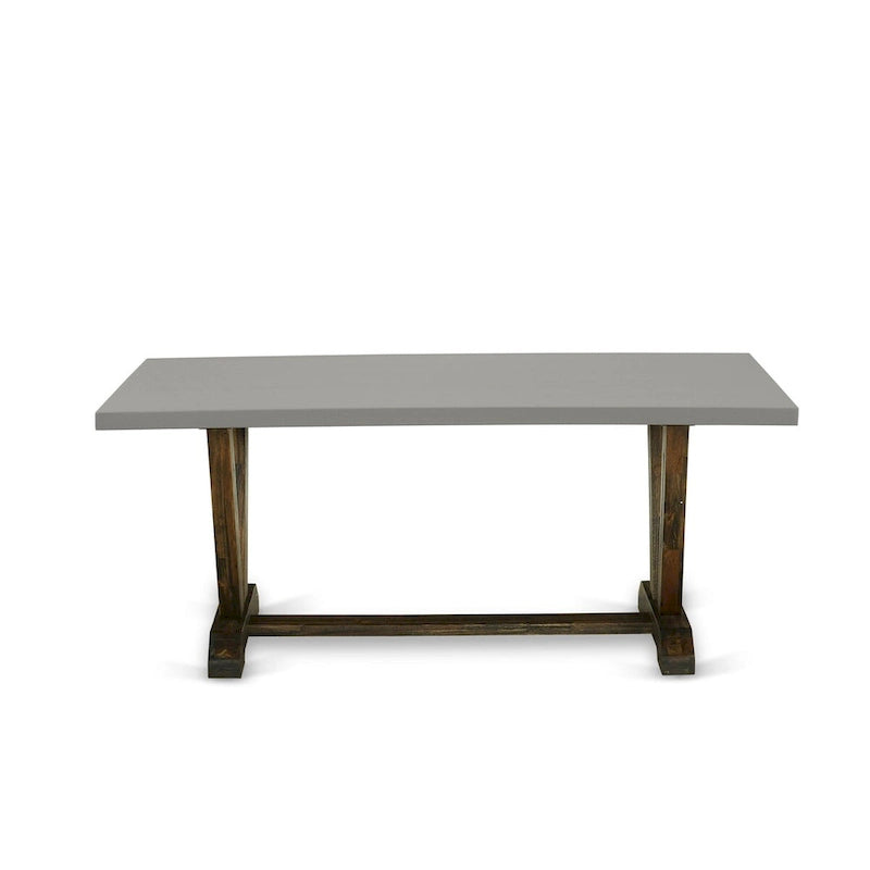 Ensemble de salle à manger East West Furniture : table de cuisine et chaises en lin kaki foncé, style jacobéen vieilli (composition au choix).
