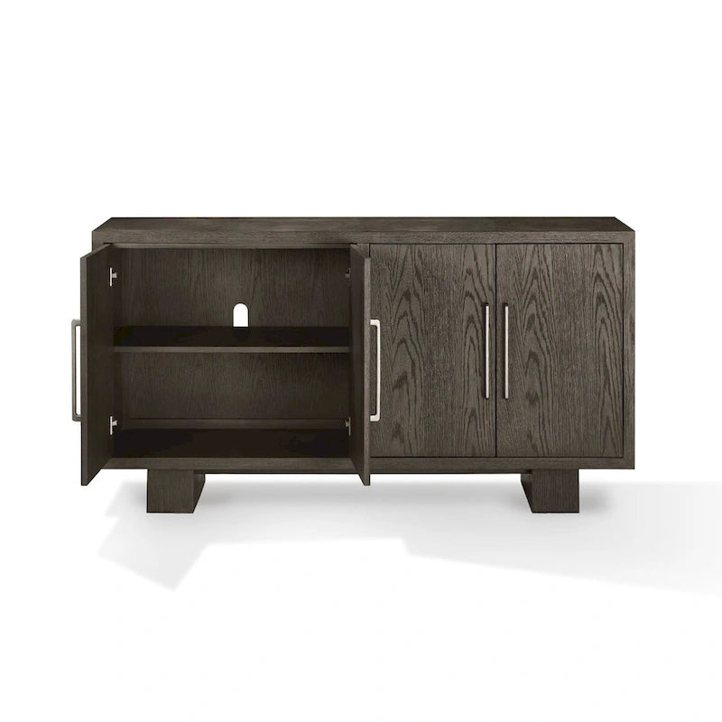 Buffet Mod 68 pouces, bois d'hévéa, veinage apparent, gris frêne