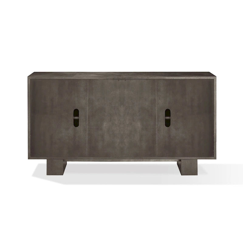 Buffet Mod 68 pouces, bois d'hévéa, veinage apparent, gris frêne