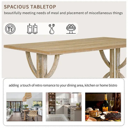 Ensemble de salle à manger rétro rectangulaire 6 pièces, comprenant une table aux pieds originaux, 4 chaises rembourrées et 1 banc, idéal pour la salle à manger et la cuisine.