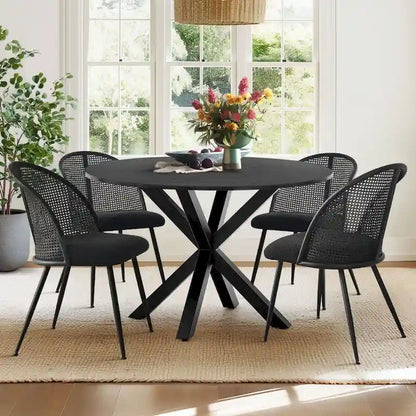 Chaise de salle à manger à dossier haut en rotin bouclé