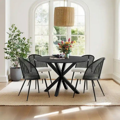 Chaise de salle à manger à dossier haut en rotin bouclé