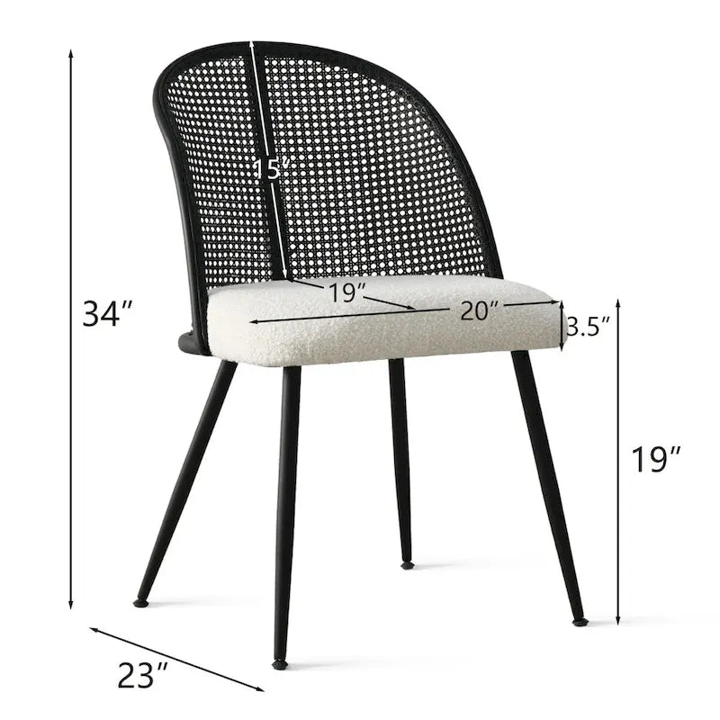 Chaise de salle à manger à dossier haut en rotin bouclé