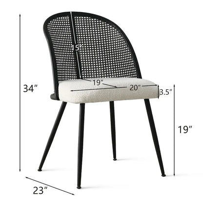 Chaise de salle à manger à dossier haut en rotin bouclé