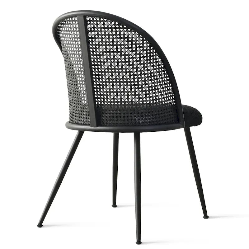Chaise de salle à manger à dossier haut en rotin bouclé