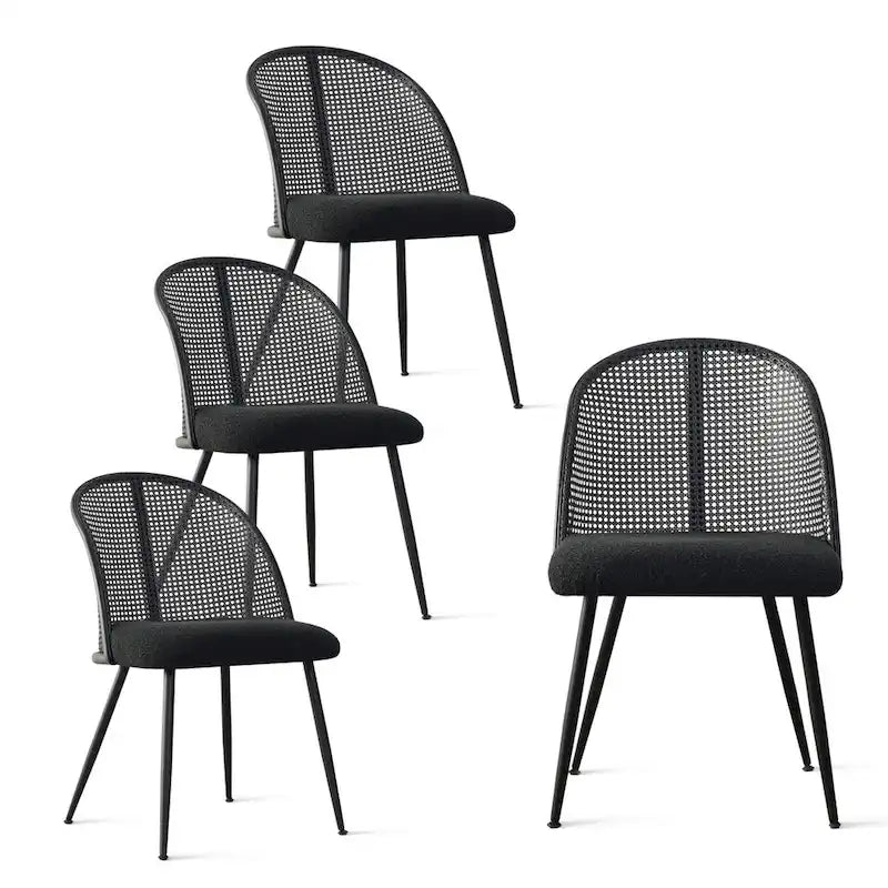 Chaise de salle à manger à dossier haut en rotin bouclé