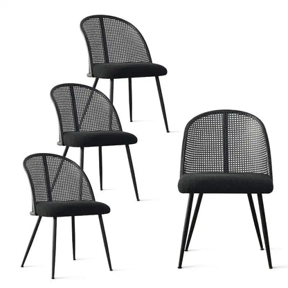 Chaise de salle à manger à dossier haut en rotin bouclé