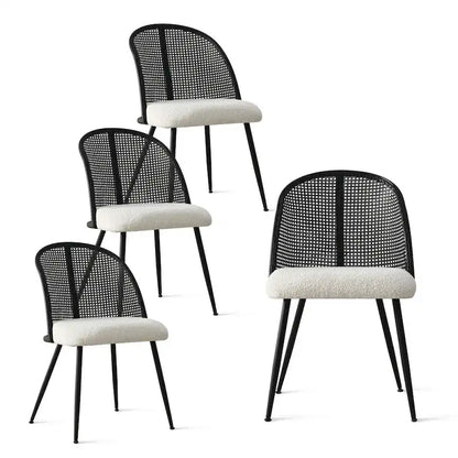 Chaise de salle à manger à dossier haut en rotin bouclé