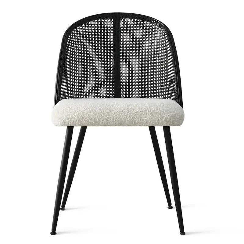 Chaise de salle à manger à dossier haut en rotin bouclé