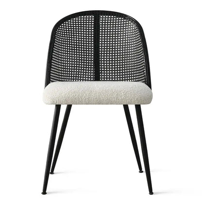 Chaise de salle à manger à dossier haut en rotin bouclé