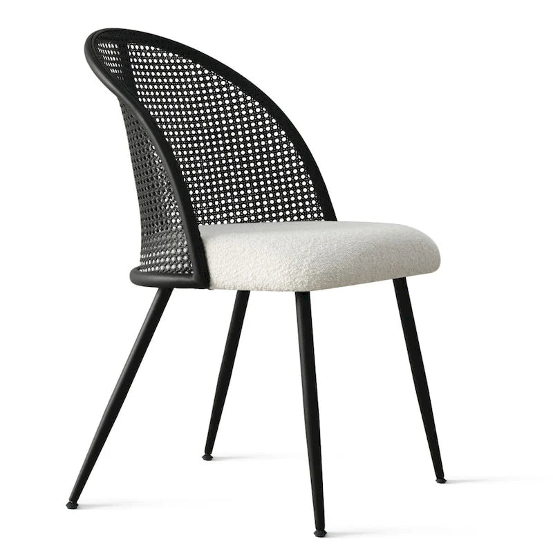 Chaise de salle à manger à dossier haut en rotin bouclé