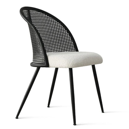 Chaise de salle à manger à dossier haut en rotin bouclé