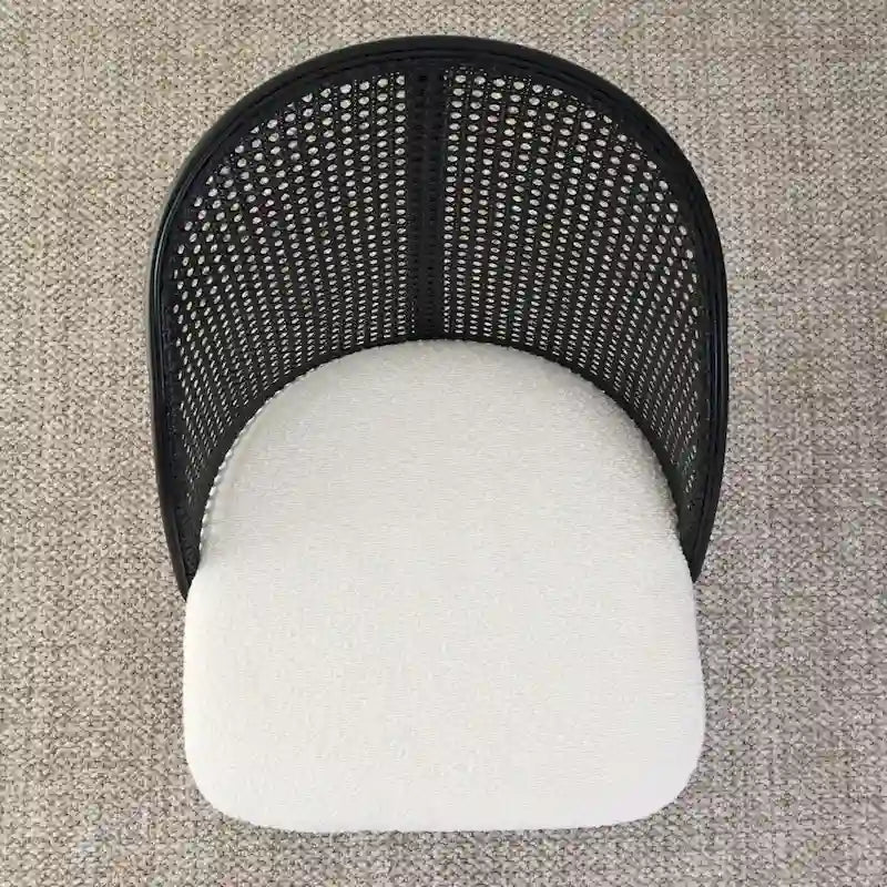 Chaise de salle à manger à dossier haut en rotin bouclé
