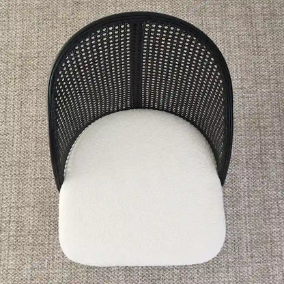 Chaise de salle à manger à dossier haut en rotin bouclé
