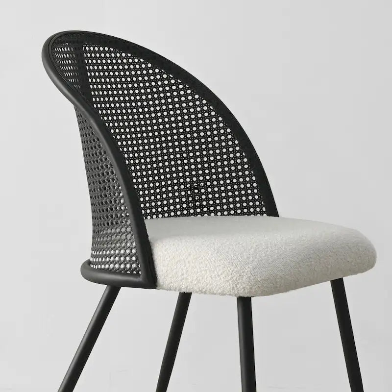 Chaise de salle à manger à dossier haut en rotin bouclé