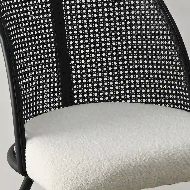 Chaise de salle à manger à dossier haut en rotin bouclé