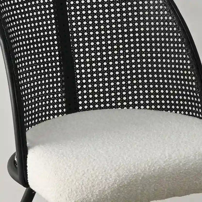 Chaise de salle à manger à dossier haut en rotin bouclé