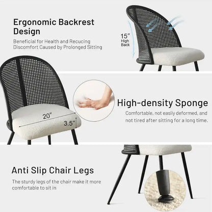 Chaise de salle à manger à dossier haut en rotin bouclé