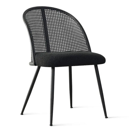 Chaise de salle à manger à dossier haut en rotin bouclé