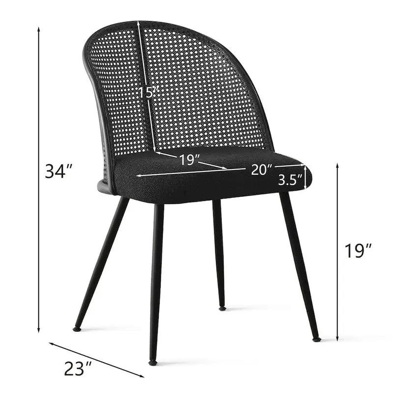 Chaise de salle à manger à dossier haut en rotin bouclé