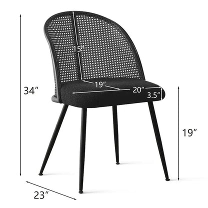 Chaise de salle à manger à dossier haut en rotin bouclé