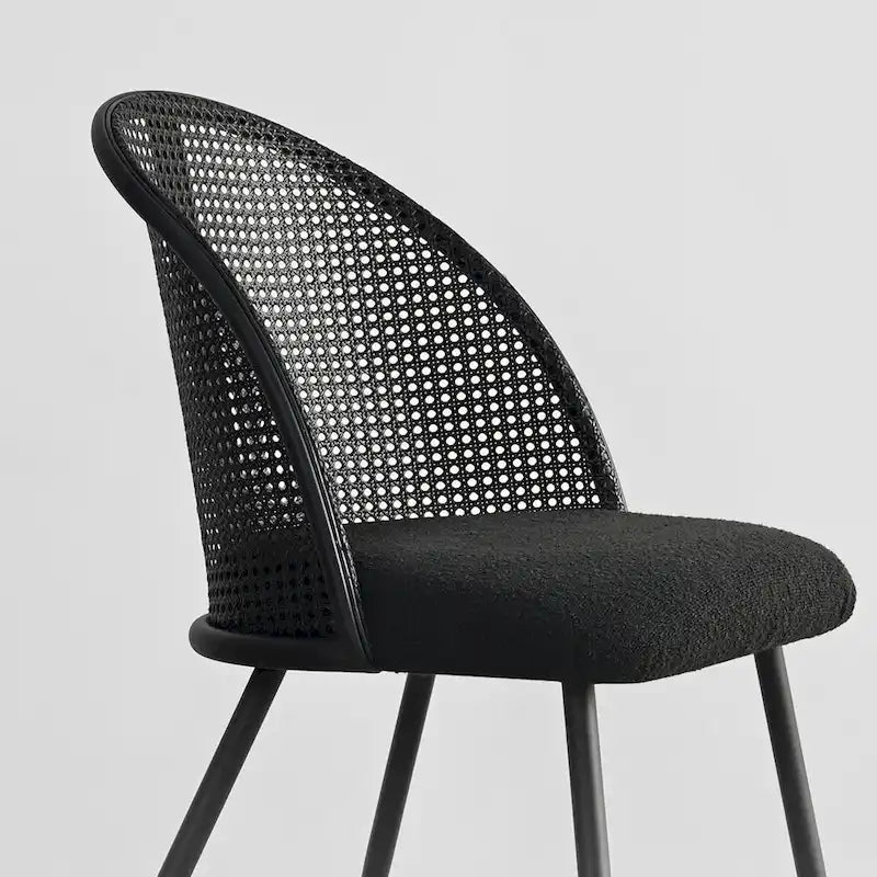 Chaise de salle à manger à dossier haut en rotin bouclé