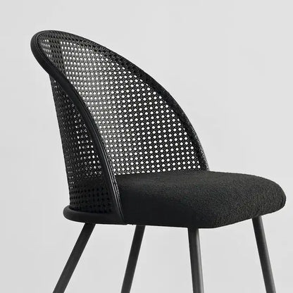 Chaise de salle à manger à dossier haut en rotin bouclé