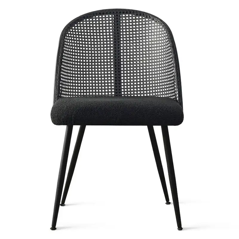Chaise de salle à manger à dossier haut en rotin bouclé