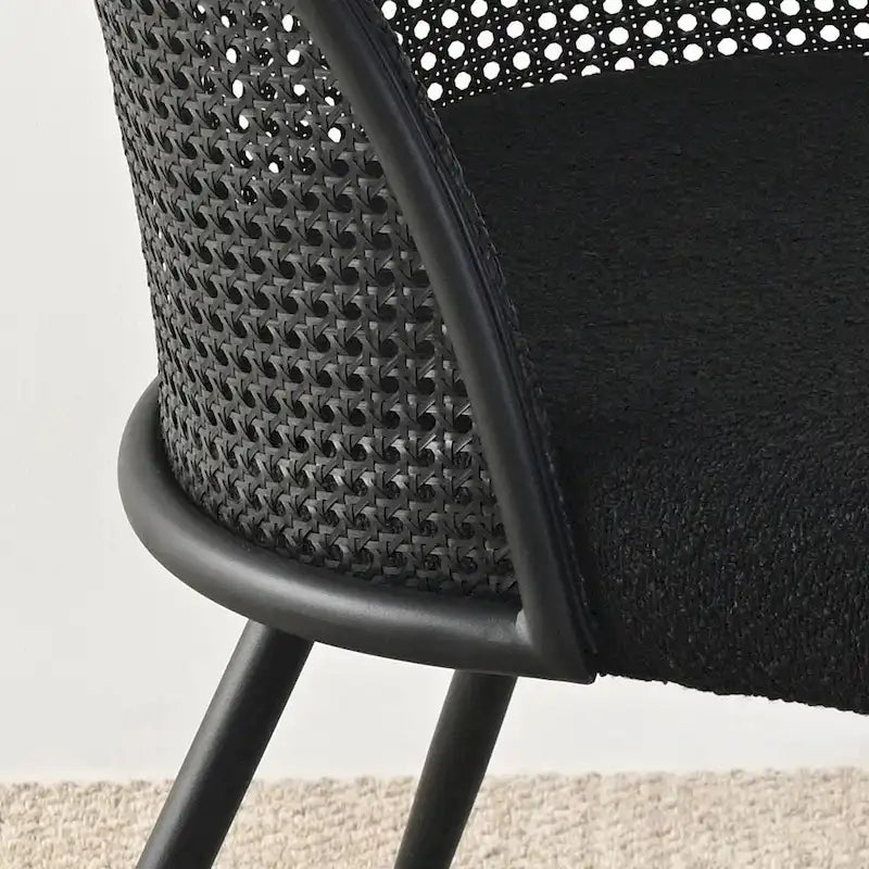 Chaise de salle à manger à dossier haut en rotin bouclé