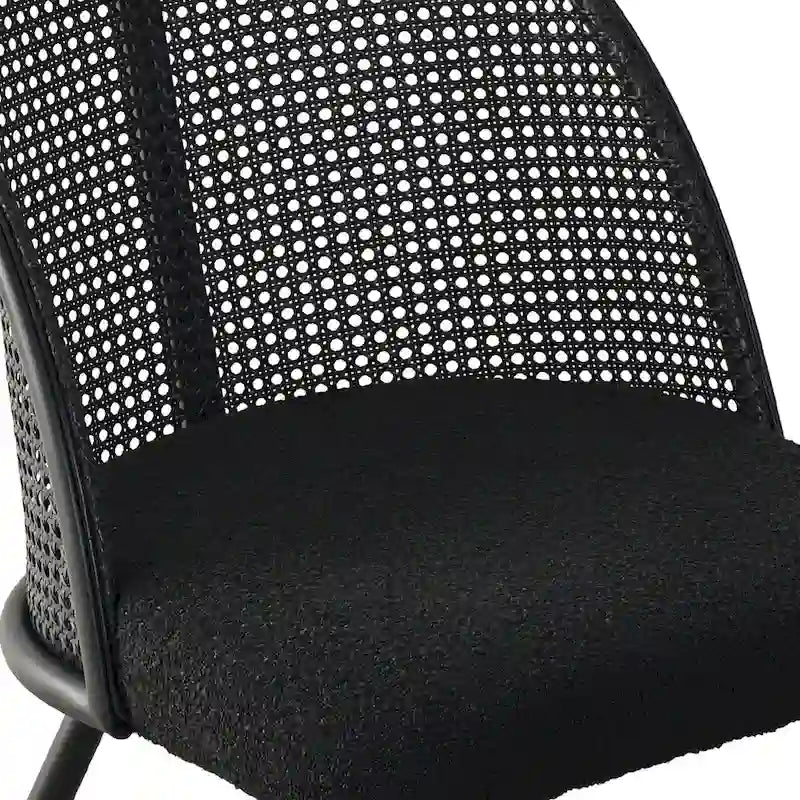Chaise de salle à manger à dossier haut en rotin bouclé