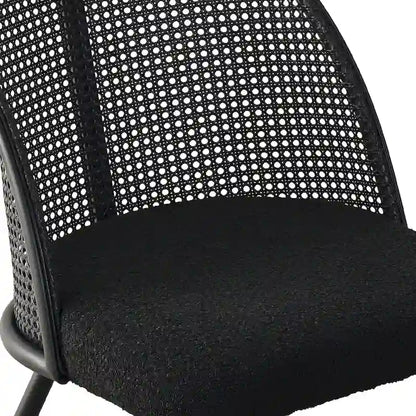 Chaise de salle à manger à dossier haut en rotin bouclé