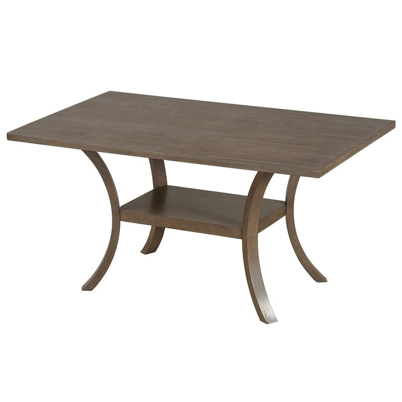 Ensemble de salle à manger 6 pièces avec étagère de rangement et pieds incurvés, ensemble de table de cuisine avec banc et 4 chaises de salle à manger avec coussins amovibles