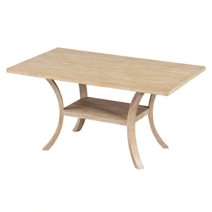 Ensemble de salle à manger 6 pièces avec étagère de rangement et pieds incurvés, ensemble de table de cuisine avec banc et 4 chaises de salle à manger avec coussins amovibles