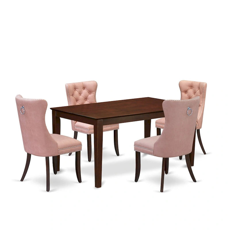 Ensemble de salle à manger East West Furniture composé d'une table de cuisine rectangulaire et de chaises rembourrées, en acajou (composition au choix)