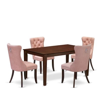 Ensemble de salle à manger East West Furniture composé d'une table de cuisine rectangulaire et de chaises rembourrées, en acajou (composition au choix)