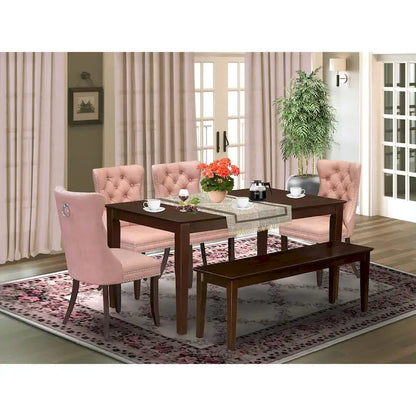 Ensemble de salle à manger East West Furniture composé d'une table de cuisine rectangulaire et de chaises rembourrées, en acajou (composition au choix)