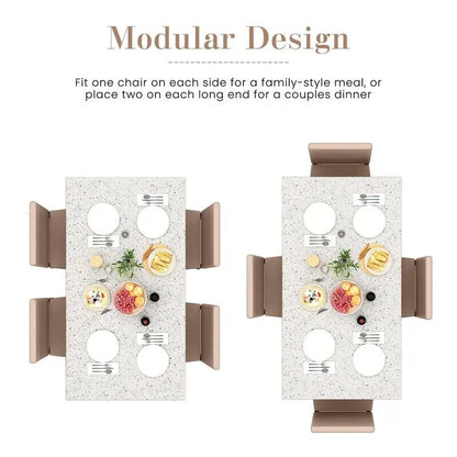 Ensemble de salle à manger Grondin style moderne du milieu du siècle, composé d'une table et de 4 chaises assorties en similicuir, avec plateau en faux marbre.