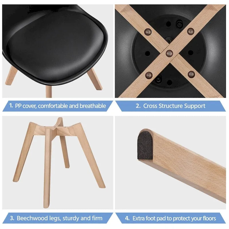 Ensemble de 4 chaises de salle à manger Yaheetech avec rembourrage souple et moderne